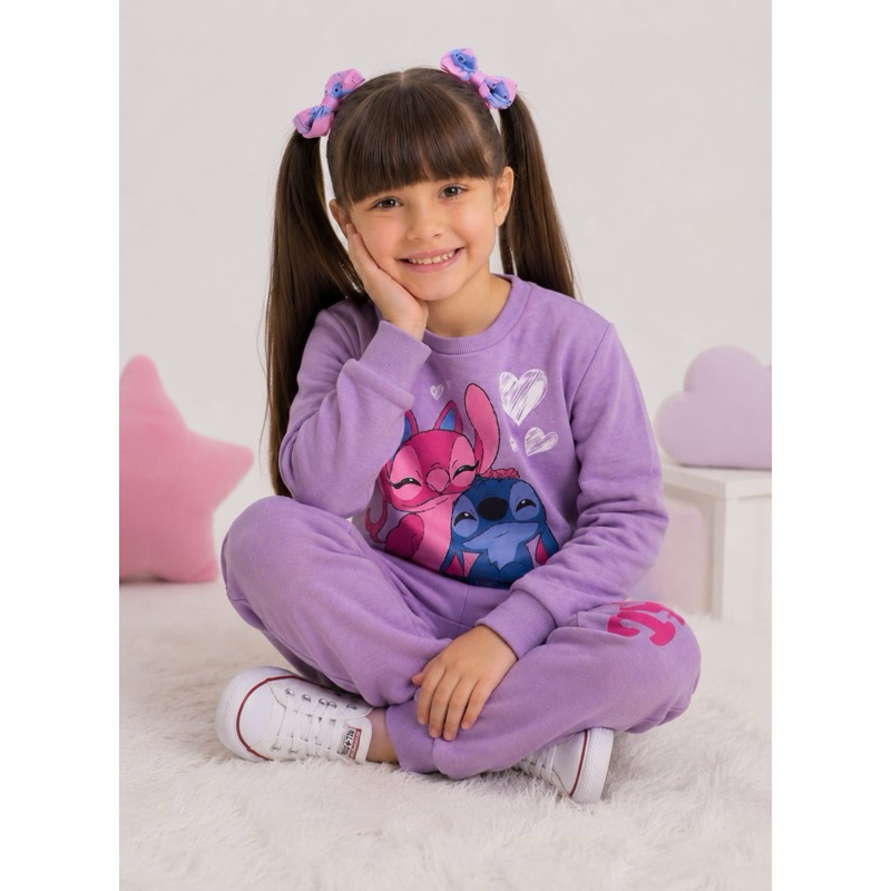 Conjunto Infantil Feminino Stitch Moletom Flanelado – Inverno Quentinho ❄️💖