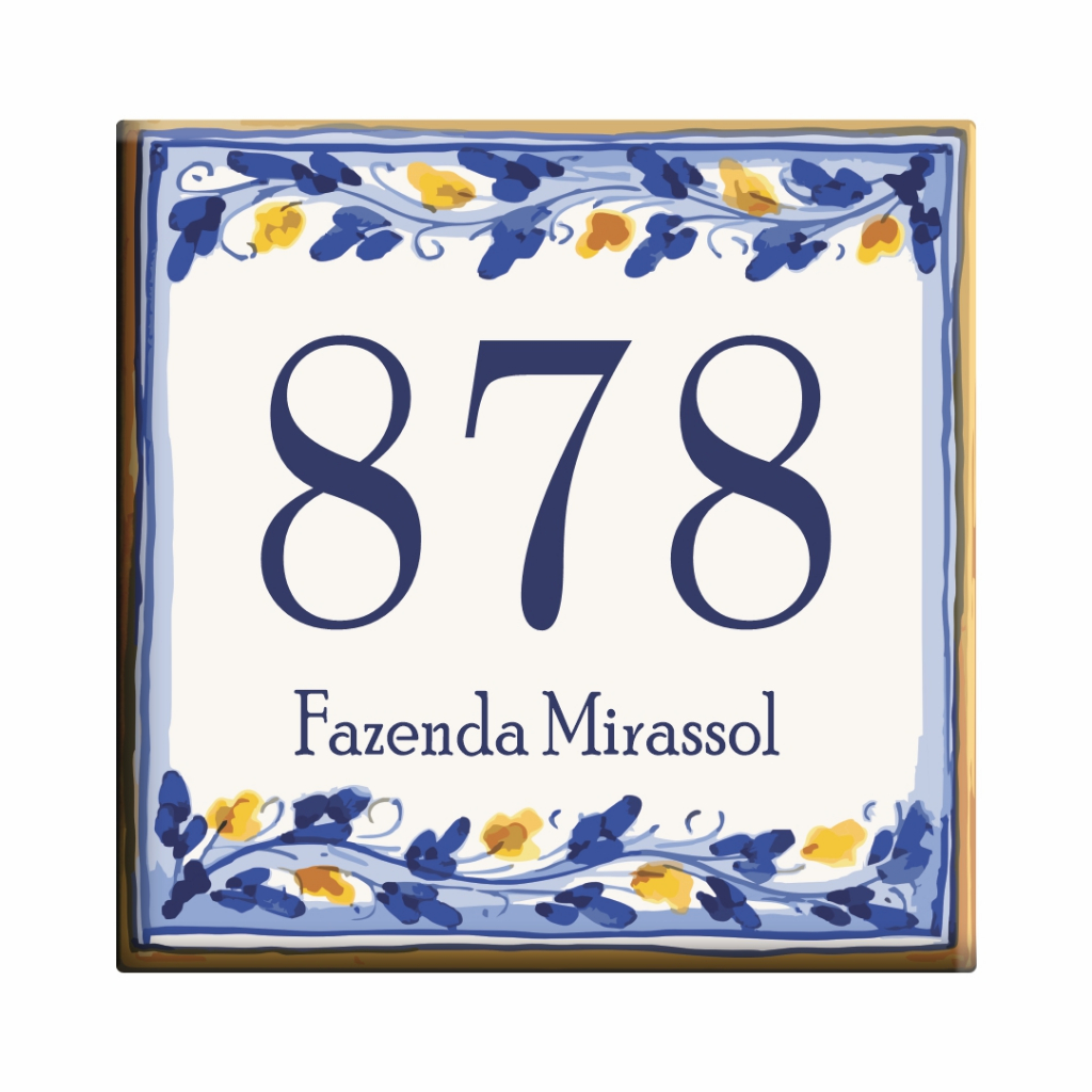 Azulejo Número de Casa Personalizado e Nome da Rua e Número Placa para Muro Número Residencial 6