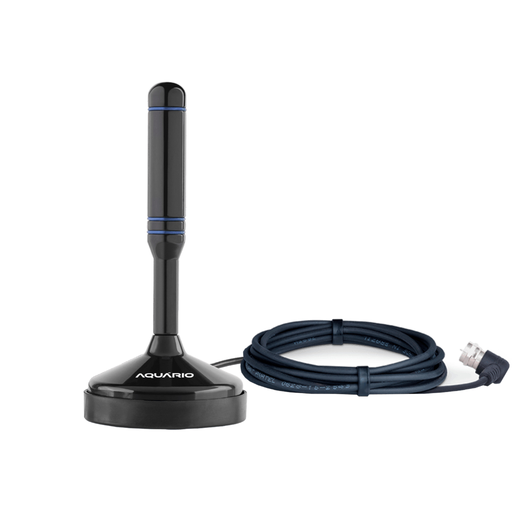 Antena Digital Interna Aquário DTV-100 5 em 1 HDTV 4K VHF UHF FM Cabo 2,5m Base Magnética Conector Macho