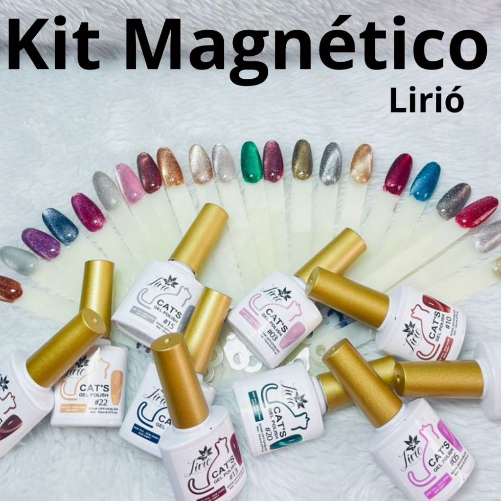 Esmalte Magnético Olho de Gato kit 4 un e 6 un Uv/Led Lirió  Reflexive Glitter 12ML