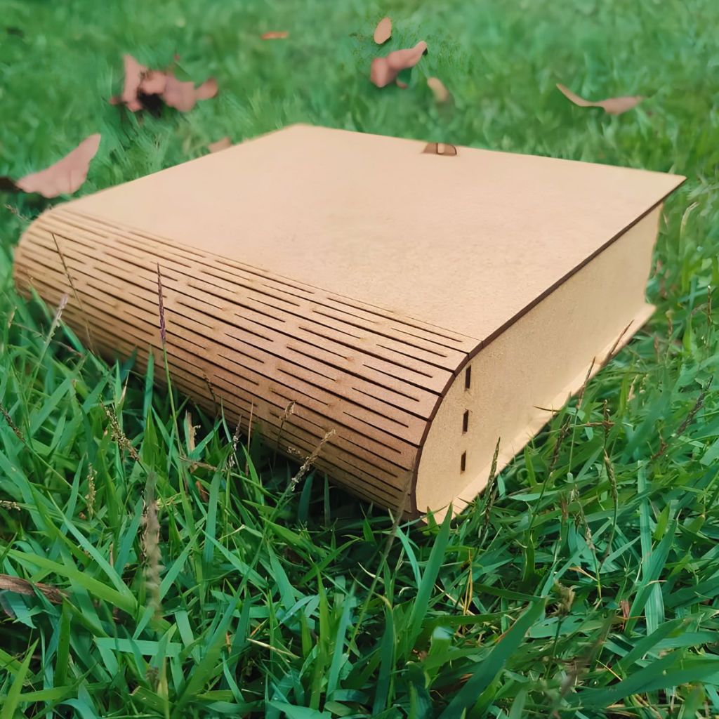 Caixa para Livros MDF Madeira Natural | Caixa de Armazenamento Decorativa com Tampa Dobrável TEX
