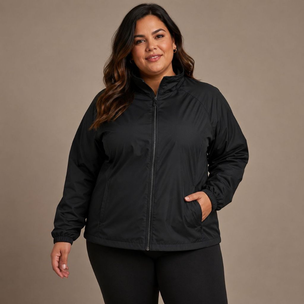Detalhes do Jaqueta Corta Vento Plus Size Feminina Original Chief P ao G4 Capuz Gola Alta