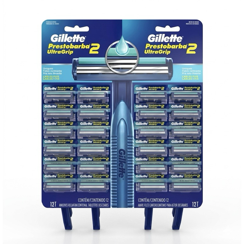 24 Prestobarba Aparelho De Barbear Gillette 2 Lâminas Ultra-Grip Com Lubrificante Atacado