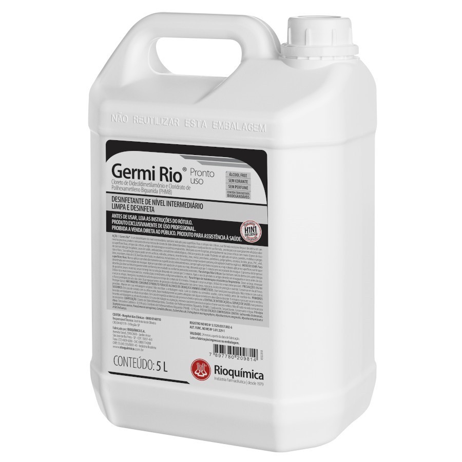 Desinfetante Germi Rio 5L - Rioquímica Embalagem com 1 unidade.
