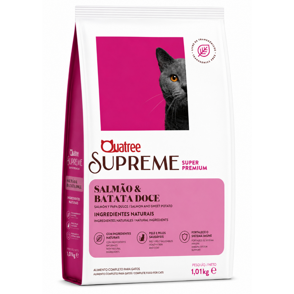 Ração Quatree Supreme Gatos Adultos Salmão e Batata Doce - 1,01Kg