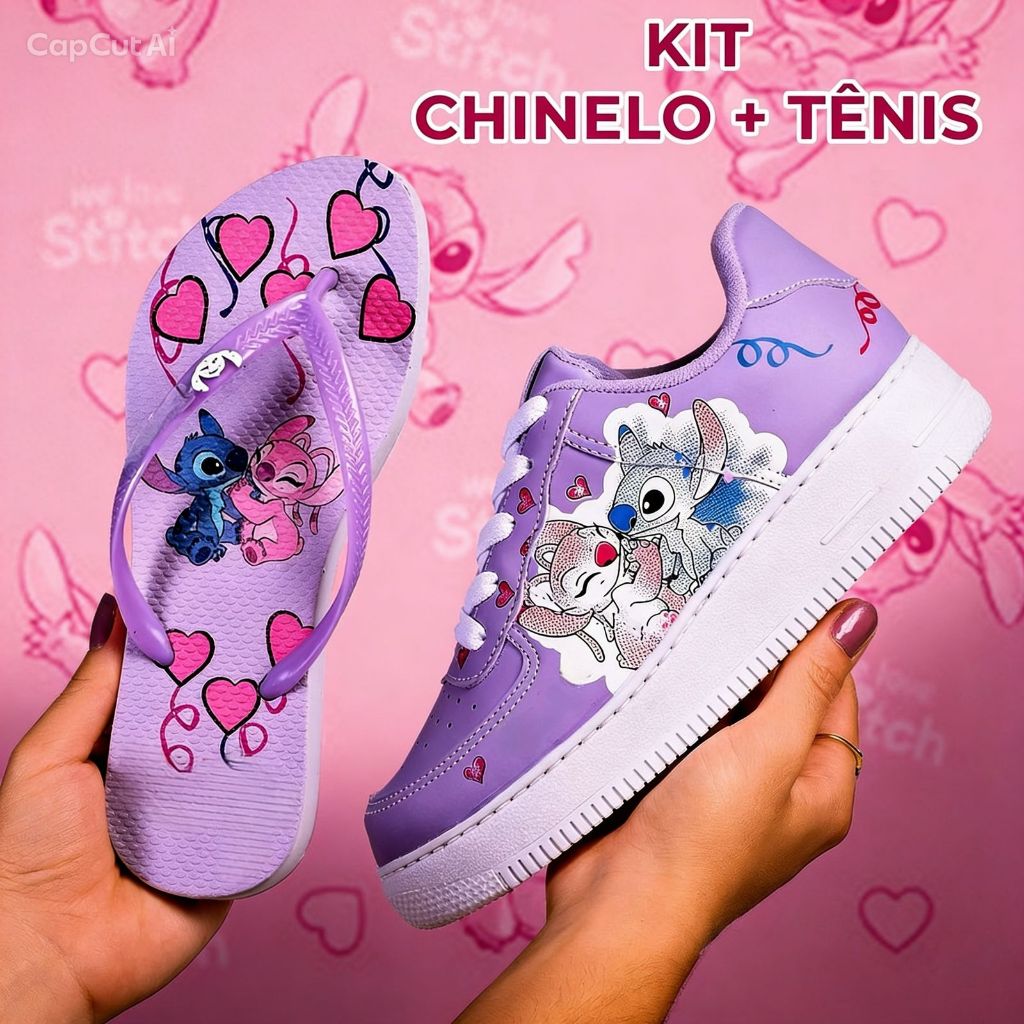 Tênis Infantil Menina + Chinelo Infantil  Feminino Casual Confortável 26 ao 33
