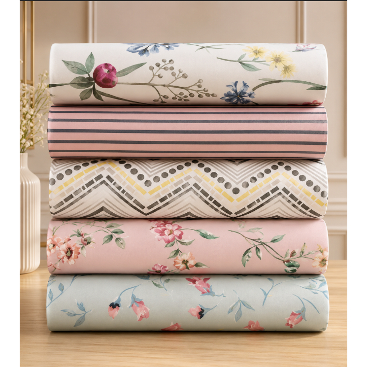 Kit 5 Lençol Avulso Estampado Com Elastico 150 Fios Estampas Sortidas Lençol de Casal