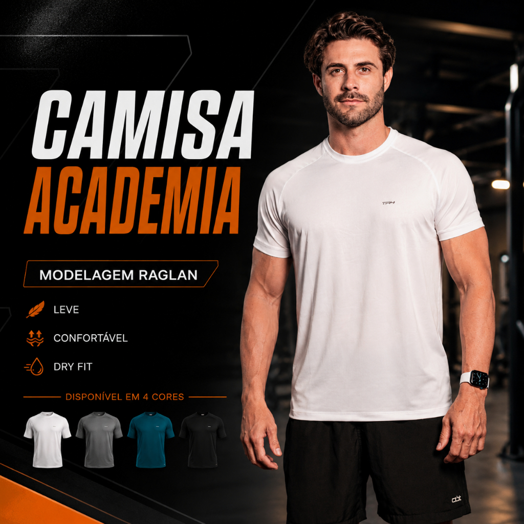 Camisa Camiseta Treino Academia Dry Fit Premium Fitness Leve Confortável