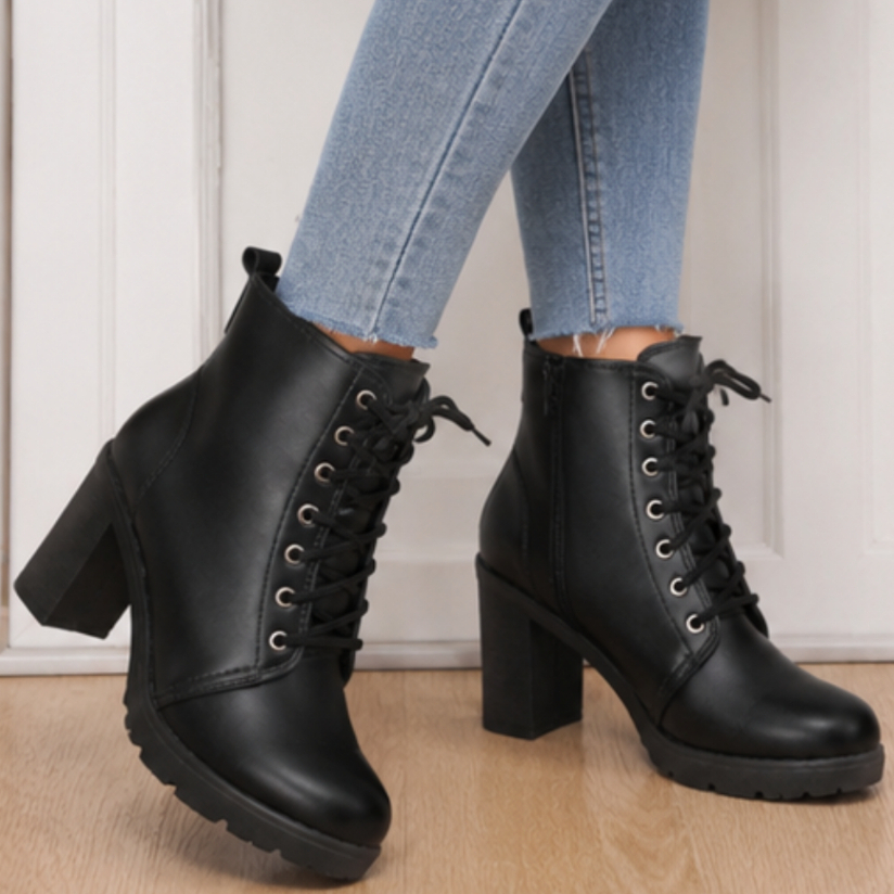 Bota Coturno BELOS PASSOS Feminina Salto BlocoTratorada Confortável Blogueira Cano Curto