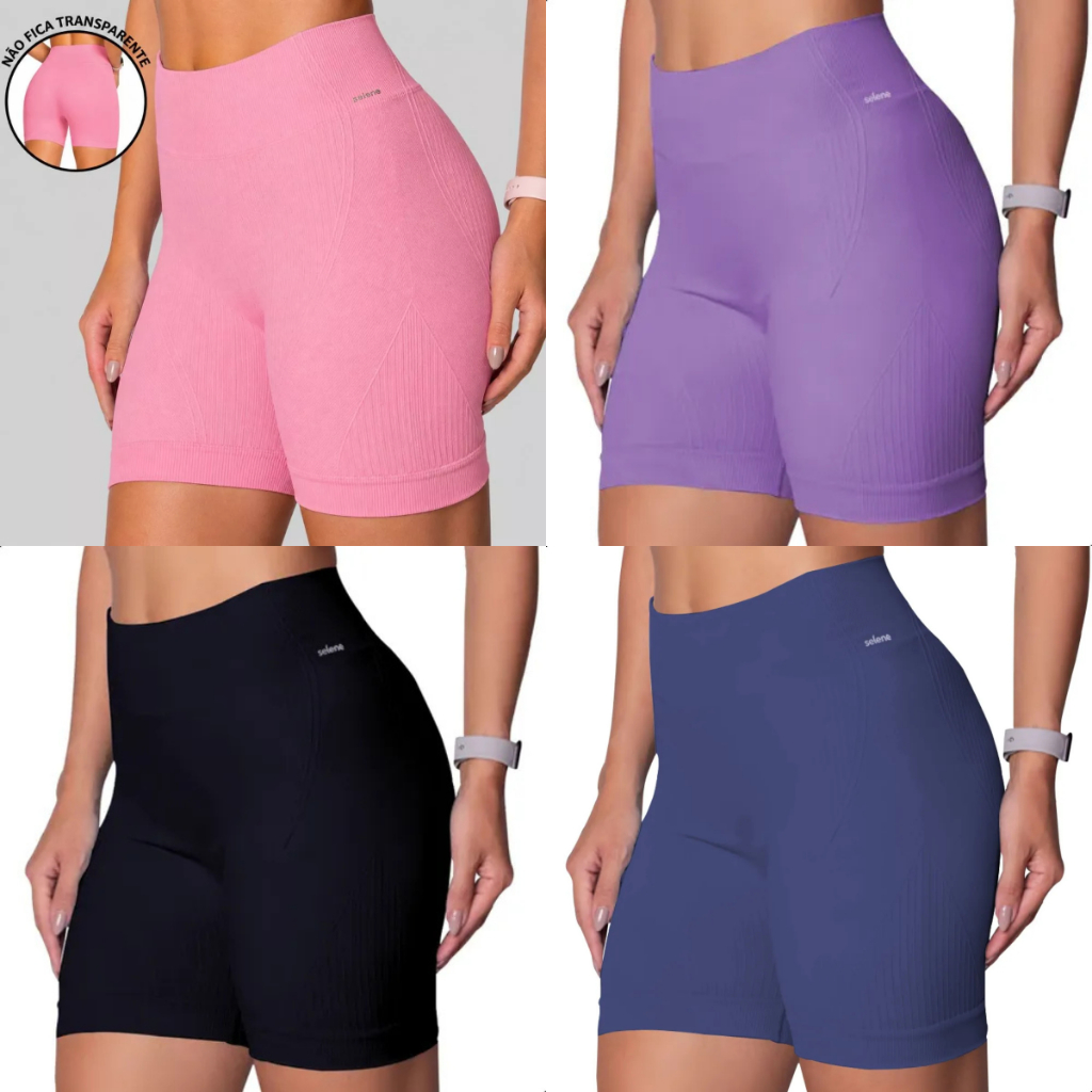 Short Selene Sem Costura Bermuda Fitness Academia Corrida