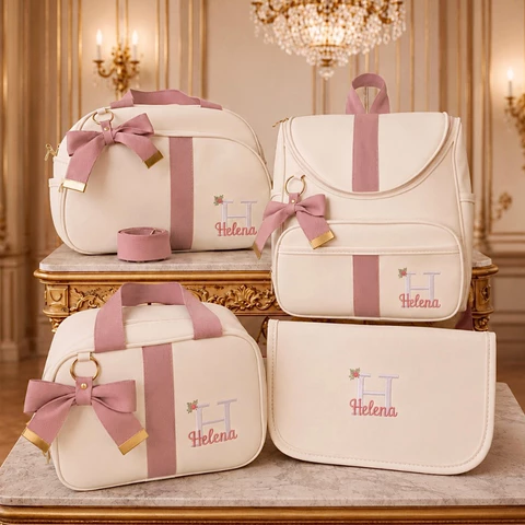 Kit Bolsas Maternidade 4 Peças Luxo, Completo Personalizado térmico e impermeável, Coleção Realeza