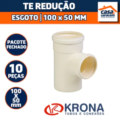 Kit Com 10 Te Reducao Esgoto 100X50mm Conexão Hidráulica 664 Krona