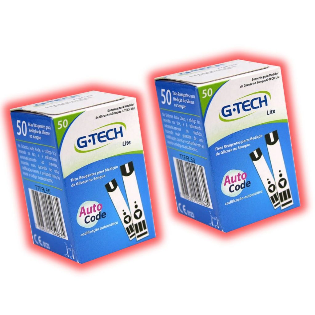 100 Tiras Glicemia G-tech Lite  Fitas Glicose Diabete