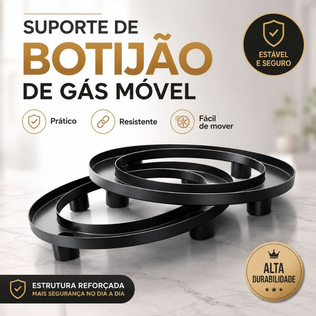 Suporte De Botijão De Gás Móvel Cor Preto /suporte para gás