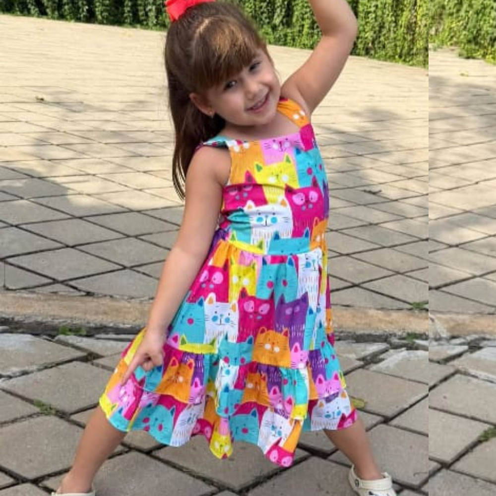 Vestido Infantil menina luxo gatinho