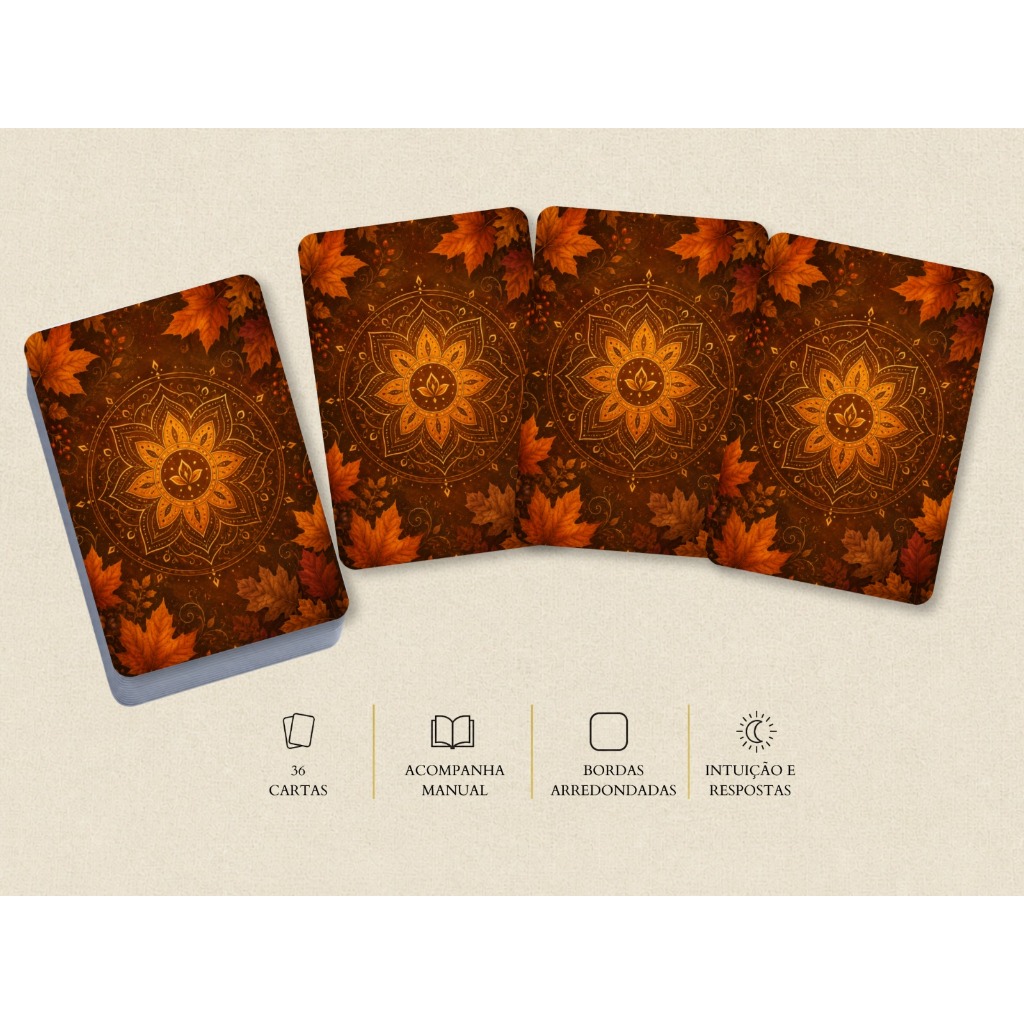 Tarô Baralho Cigano Lenormand Outono 36 Cartas com Manual Leitura Intuitiva Respostas Claras