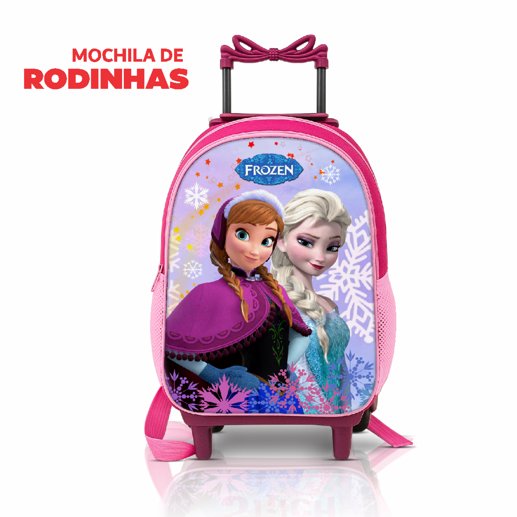 Mochila Escolar infantil Frozen rodinha de silicone - menina - reforçada