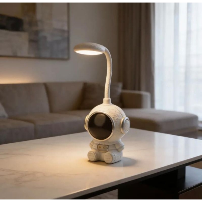 Luminária de Mesa LED Infantil Astronauta Haste Flexível Articulada Abajur de Cabeceira Quarto CS310