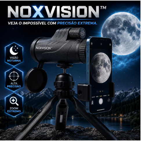 NOXVISION™ Luneta Telescópica Profissional para Celular com Zoom Potente Visão Noturna Tripé e Alta Precisão Portátil