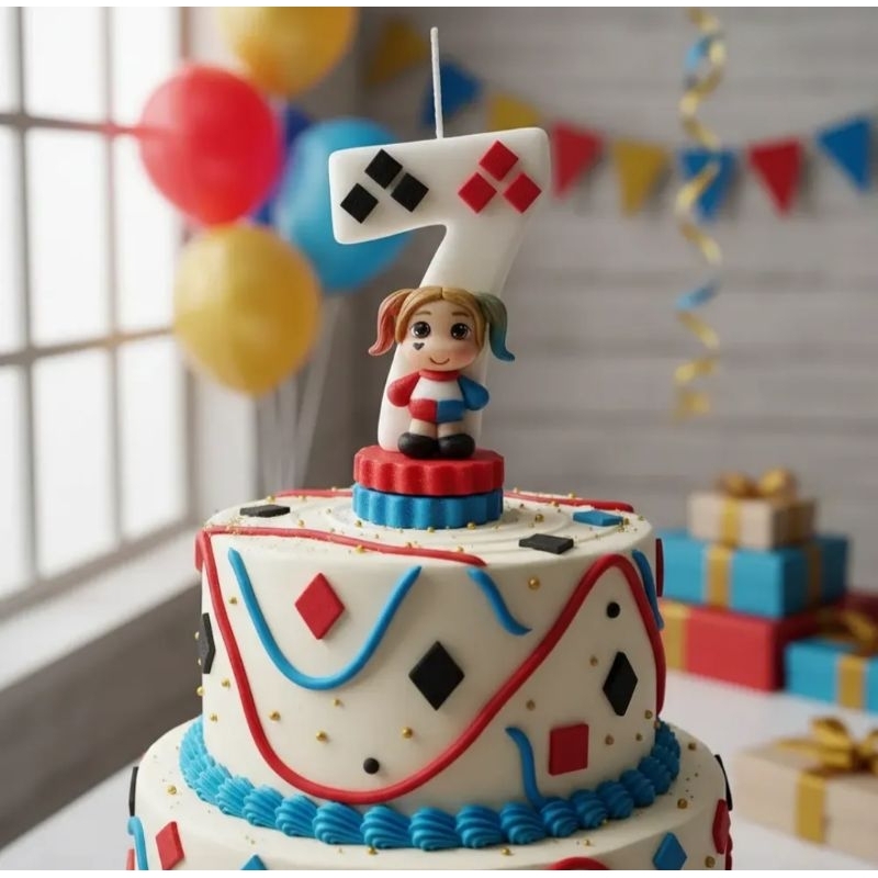 Vela De Aniversário Personalizada Arlequina (festas, Eventos, Comemorações Em Geral.