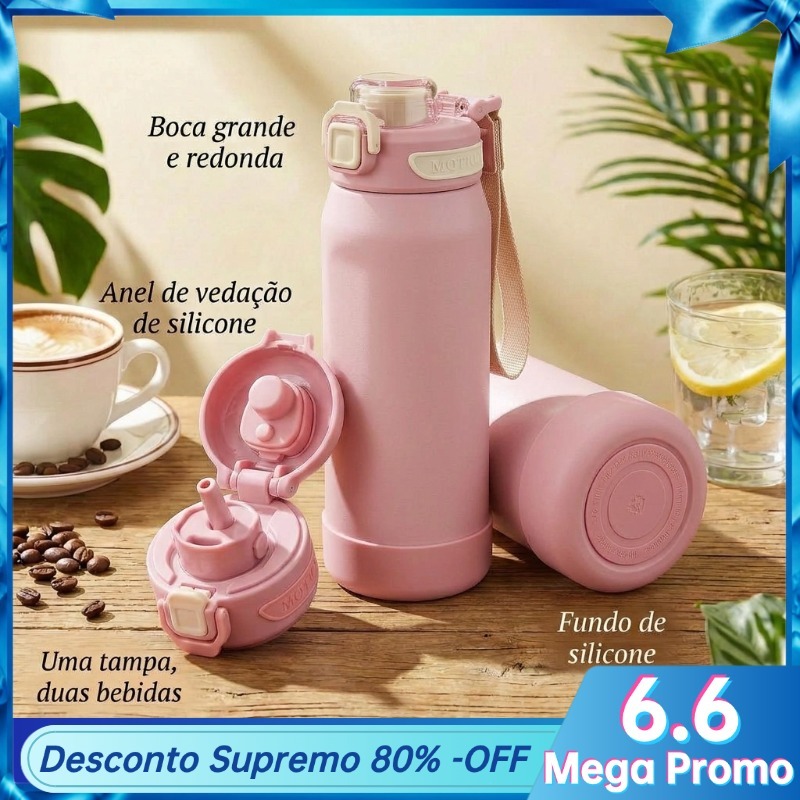 Garrafa térmica 650ml inox 316 Quente e Frio Alça Com palhinha Copo térmico Trabalho/Office/Home-XR-94