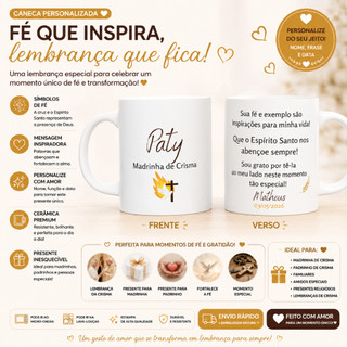 Caneca Personalizada Crisma | Presente para Padrinhos | Lembrança Religiosa | Presente Especial