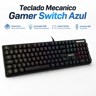 Teclado Gamer Mêcanico 17 Funções Rgb Switch Blue Pc | LED Multicolor | Anti-Ghostig