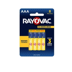 Pilha Zinco AAA Rayovac Bateria 3A Palito 8 unidades
