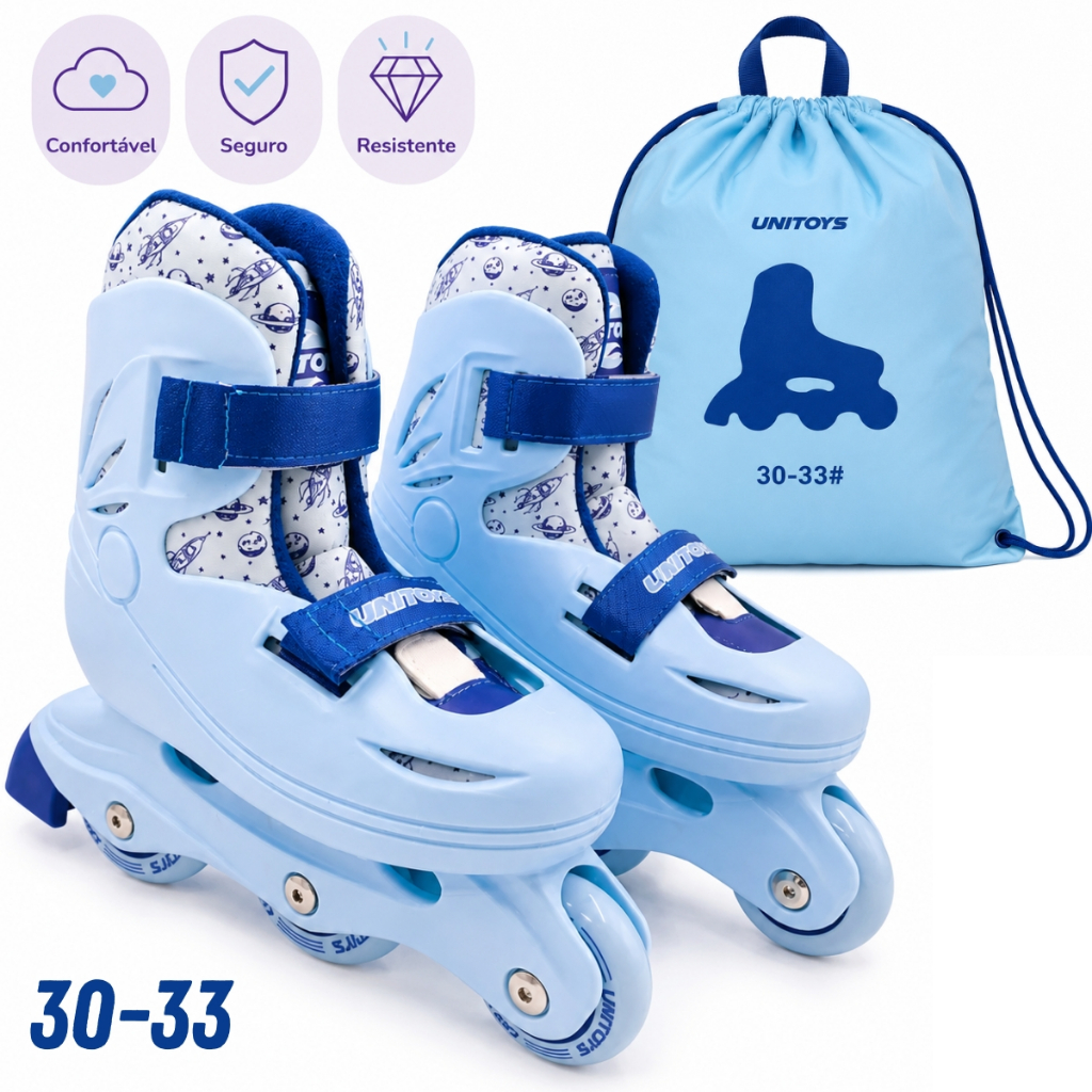 Patins inline Roller Infantil com Freio Lindo 30-33