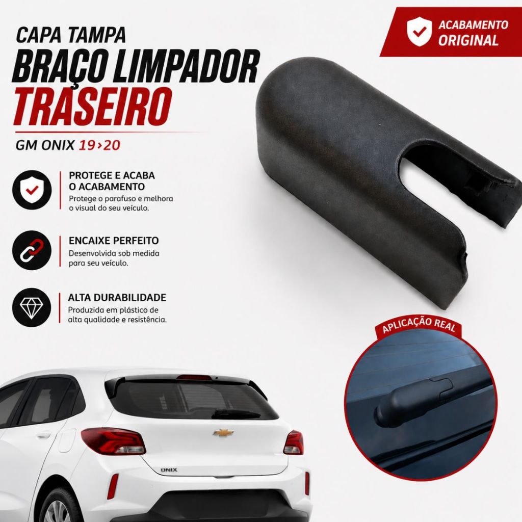Capa Tampa Braço Limpador Traseiro Onix 2019 a 2022 Preto
