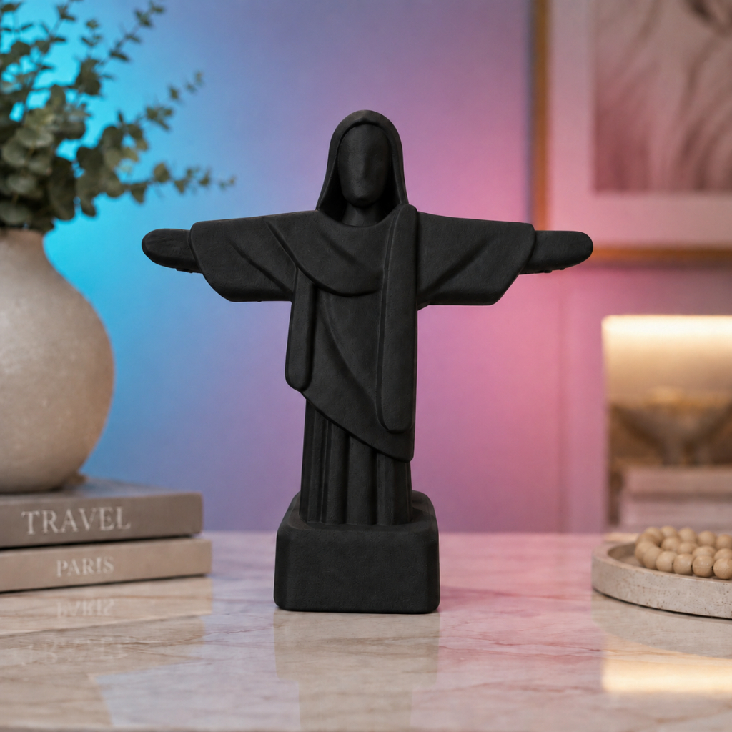 Escultura Cristo Redentor Minimalista Escultura Religiosa Fé Presente Decoração Quarto Sala Estantes