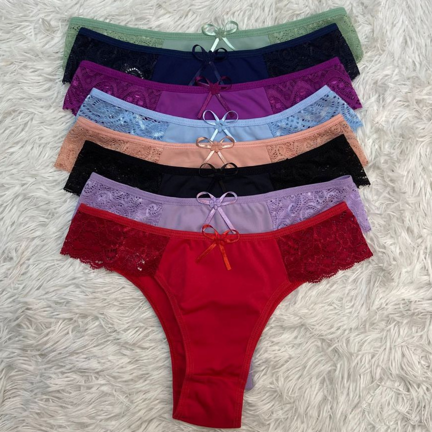 Kit 10 Calcinhas Diva Tanga Fio Microfibra Renda Lateral Conforto e Sensualidade Dia a Dia e Sexy