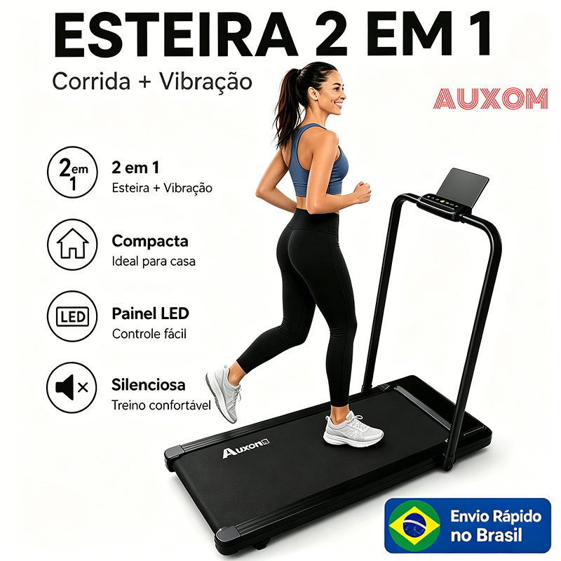 Esteira Elétrica 2 em 1 Dobrável com Plataforma Vibratória Compacta Até 120kg 1–6km/h