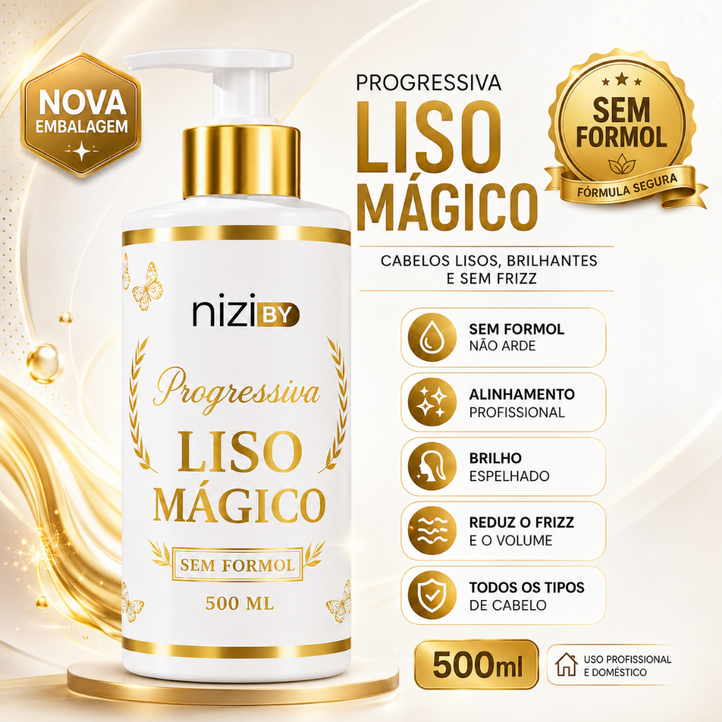 Escova Progressiva Nizi By Liso Mágico 500ml Sem Formol Alinhamento Capilar