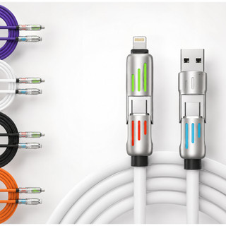 Cabo 4 em 1 Universal Carregador Rápido USB Tipo-C e Lightning Carregamento Turbo