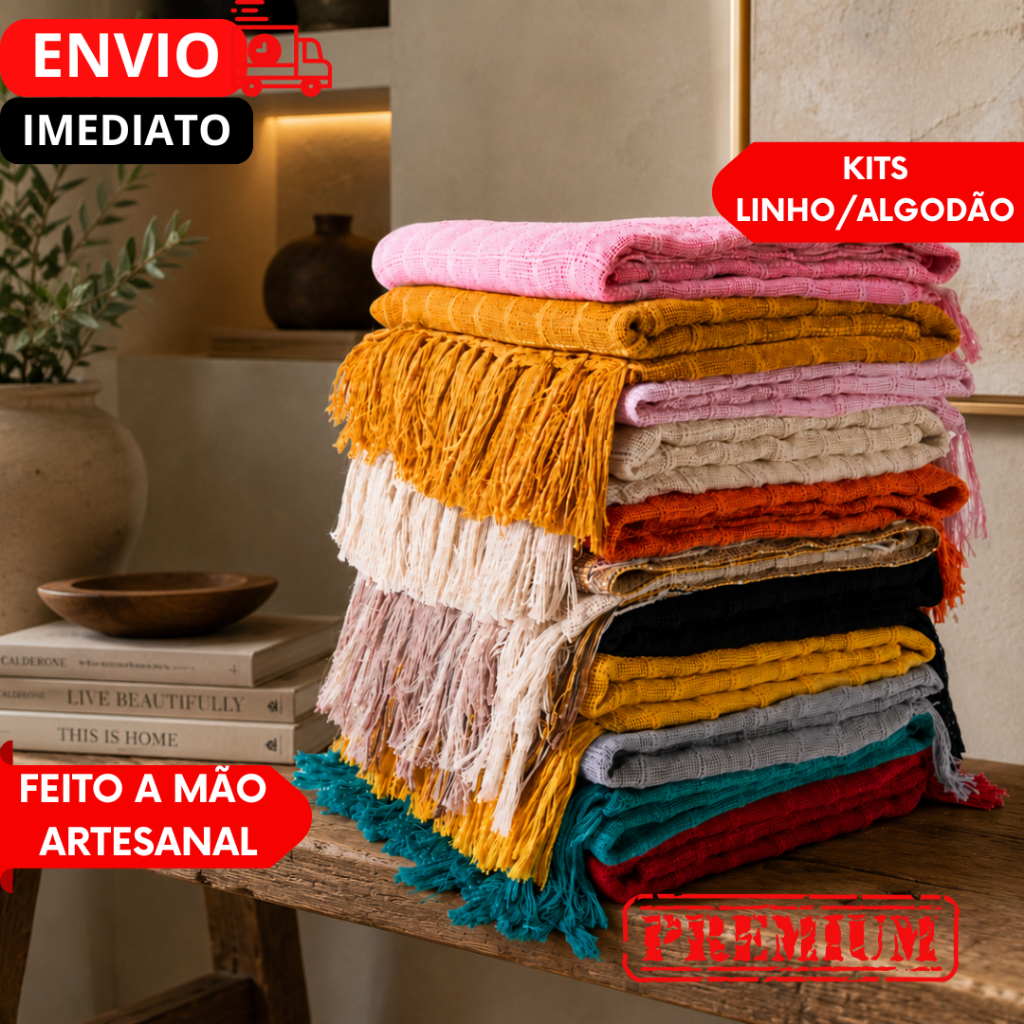 Manta Xale Para Sofá Poltrona Promoção 1,20X1,80 Artesanal Favo de Mel