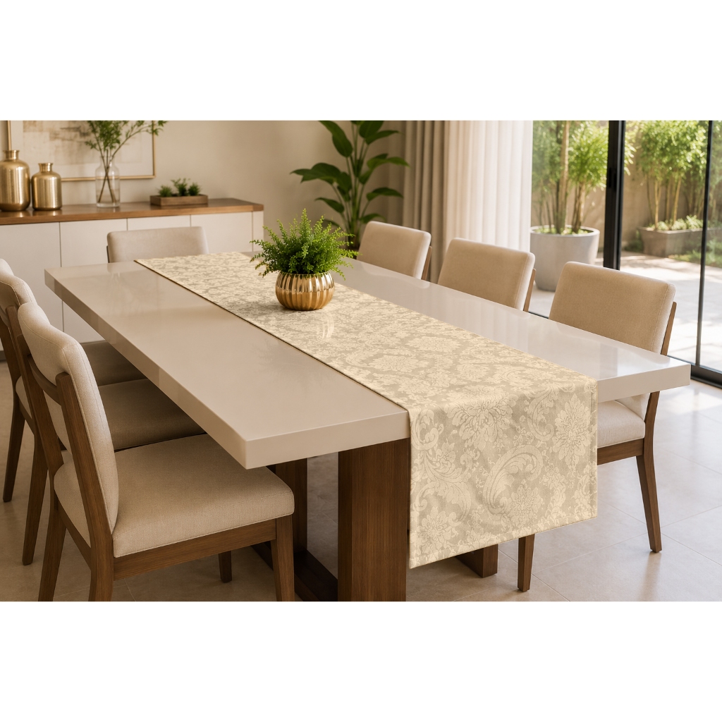 Caminho de Mesa Trilho Jacquard 1,40 x 0,40 Luxo Alta Qualidade Cozinha Sala e Jantar Elegante