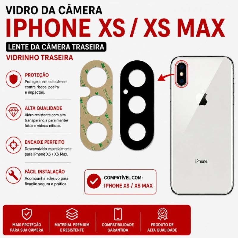Vidro da Câmara Iphone Xs / Xs Max Lente da Câmera Traseira Vidrinho Traseira