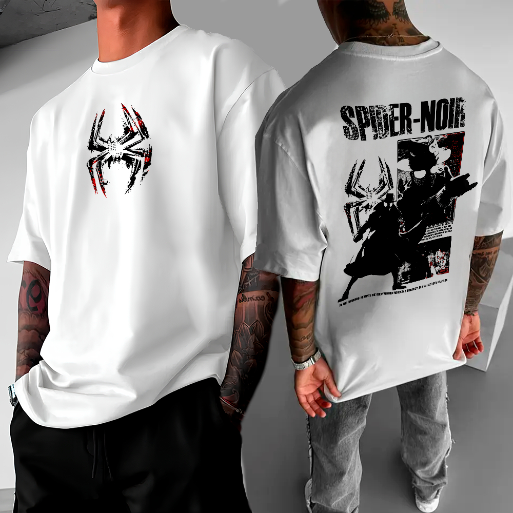 Camiseta Básica e OVERSIZED Estampada Spider-Noir Detetive Aranha Filme Street Adventure Moments Hero City