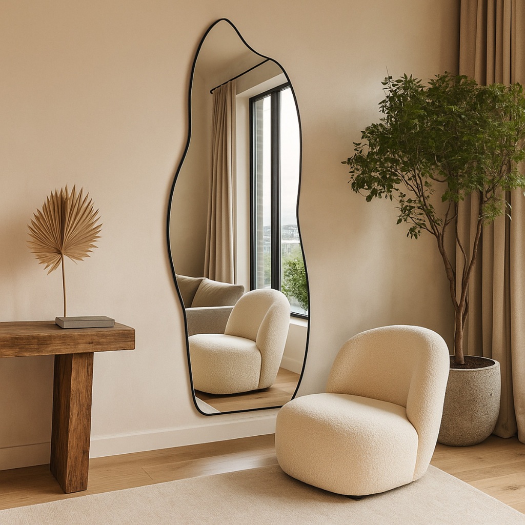 Espelho Orgânico Corpo Inteiro Grande 160x70cm Modelo Fogo Decorativo Para Sala Quarto