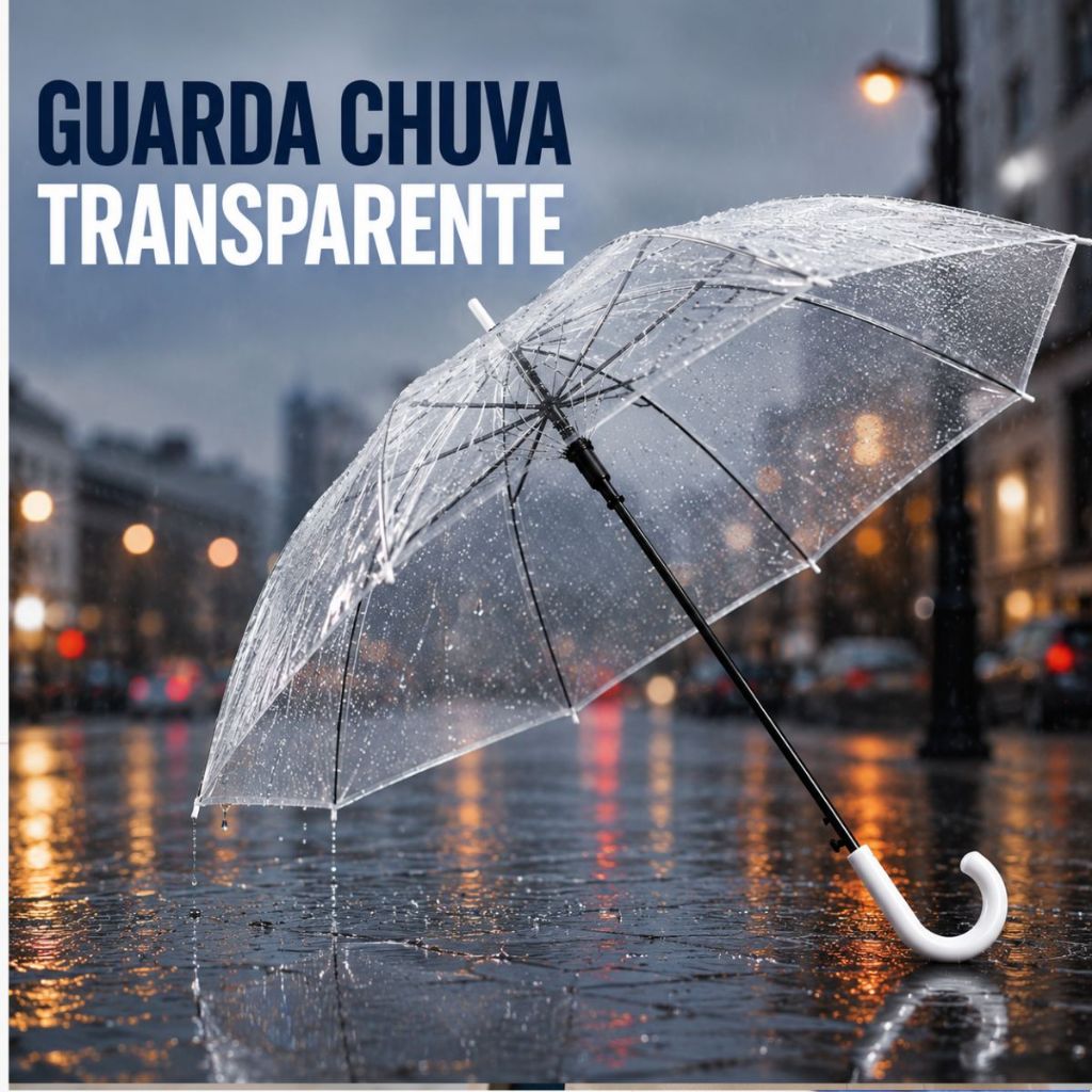 Guarda Chuva Transparente Automático Resistente Grande