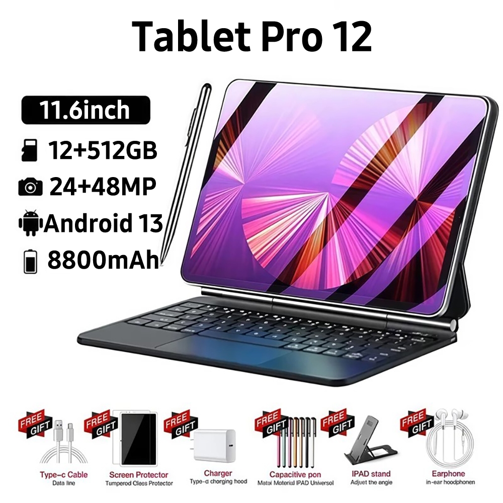 【Teclado de mouse grátis】2026   tablet Tab PRO 12 Plus 11.6  polegadas 12GB+512GB apresenta 5G e Dual SIM Tablet