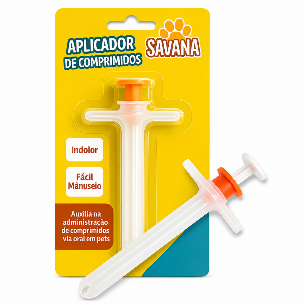 Aplicador de Comprimidos Seringa para Cães Gatos Savana Pet - Aplicador de Remédio Oral Indolor