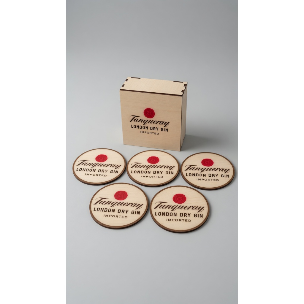 Kit C/5 Porta Copo Bolacha Descanso Suor Chopp Cerveja e  Mesa Madeira