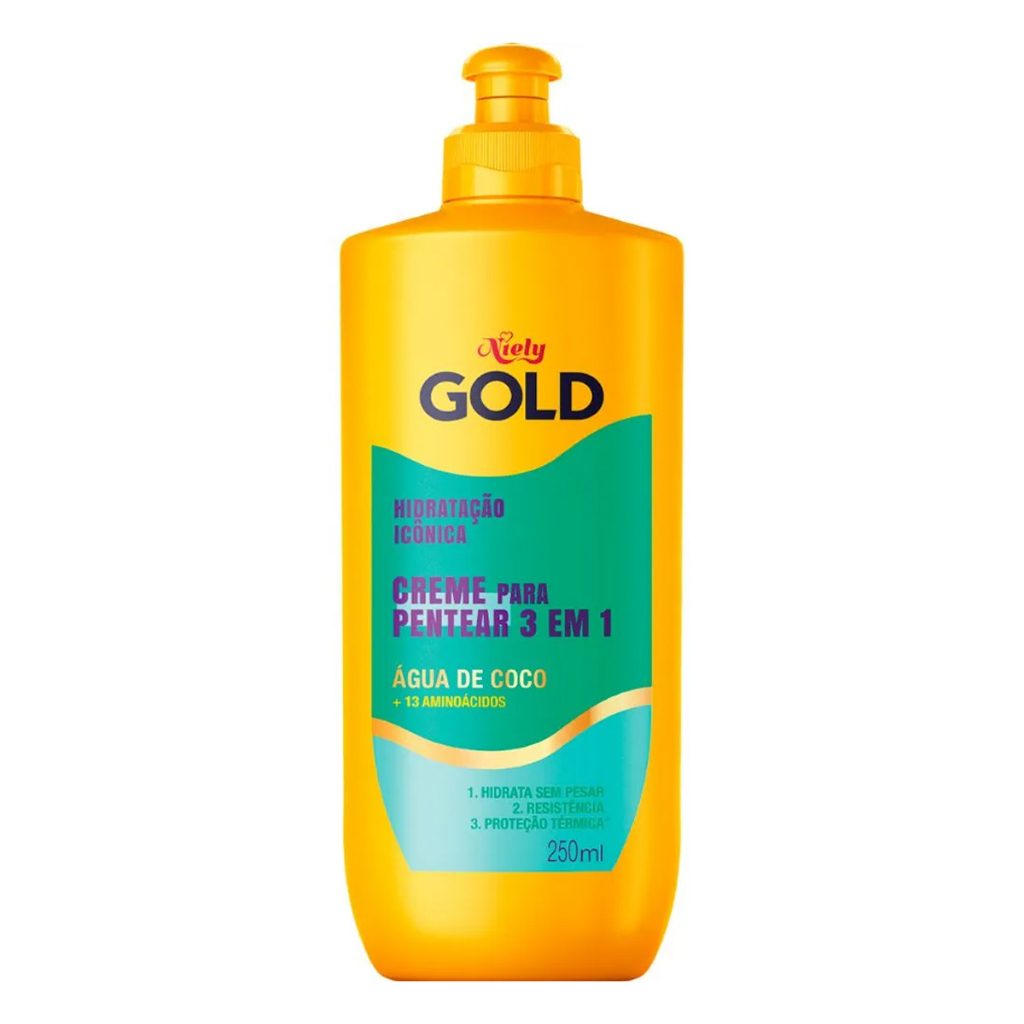 Creme Para Pentear 3 Em 1 Niely Gold Hidratação Icônica 250g