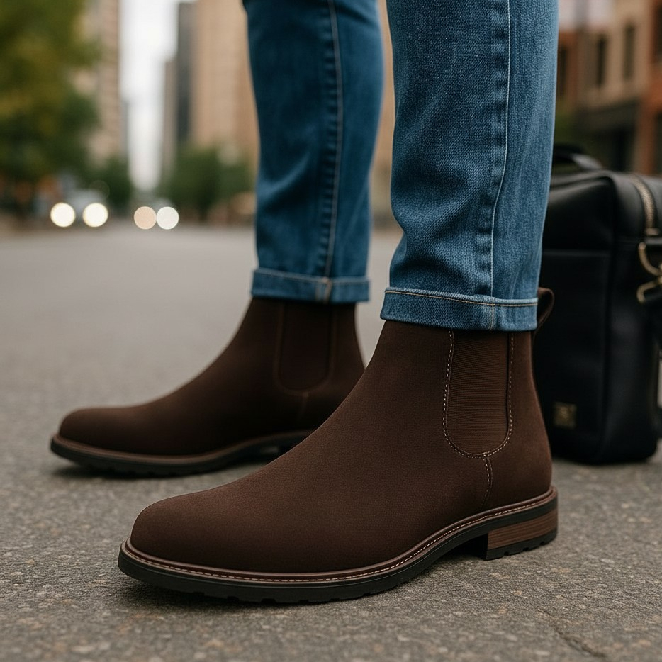 Bota Botina Chelsea Masculina Fazendeiro Em Couro Confortável Lyon Shoes