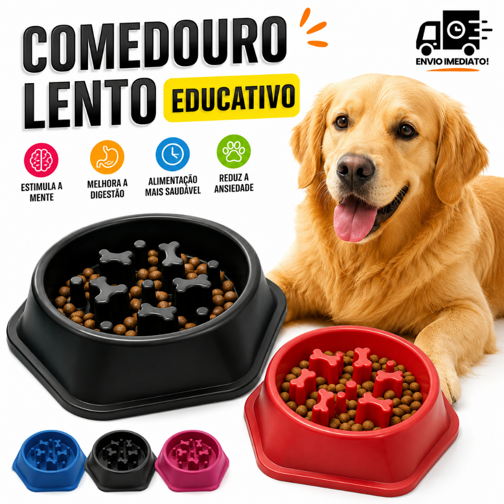 Comedouro Cachorro Lento Educativo Interativo Pote de Ração para Cães Grande Pet