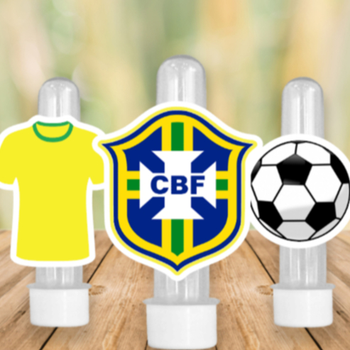 Apliques para Tubete Doces Bolo -  Futebol Copa do Mundo Brasil Neymar -  Lembrancinhas Divertidas para Sua Festas