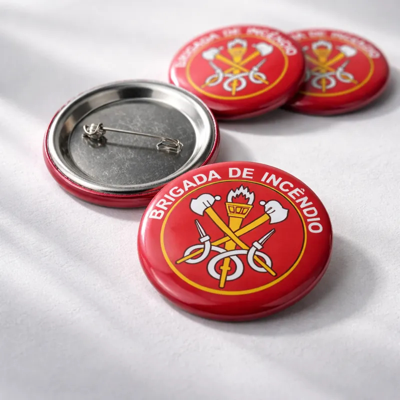 Kit 5 Botton Broche Brigada De Incêndio Pin Brigadista Metal 37mm