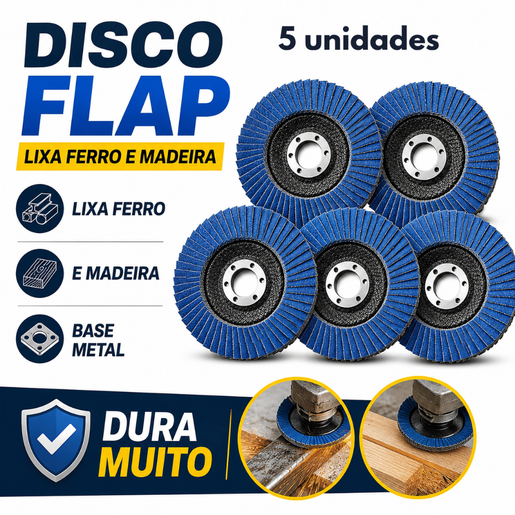 Kit 5 Disco Flap Lixa Ferro Madeira 4.1/2 grao 40 60 80 120